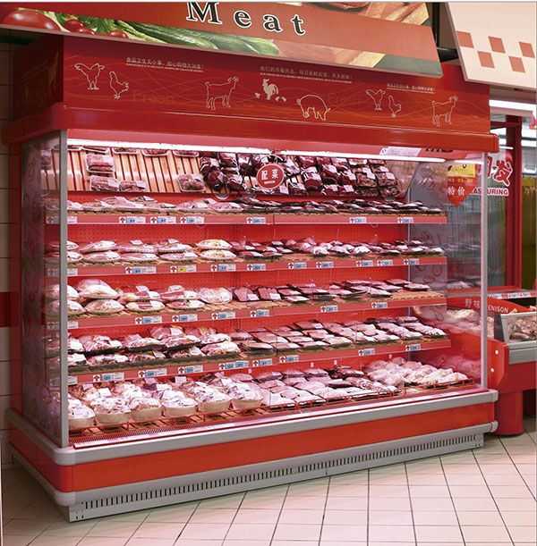 LF41S(M L) Hypermarket Vertical Air-Curtain Meat Cooler; Hypermarket Fridge Producer with 20+ Years of experience, Quality Guaranteed.
